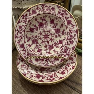 Fransciscan Lorraine Maroon Rimmed Fruit Dessert Bowls Set of 3